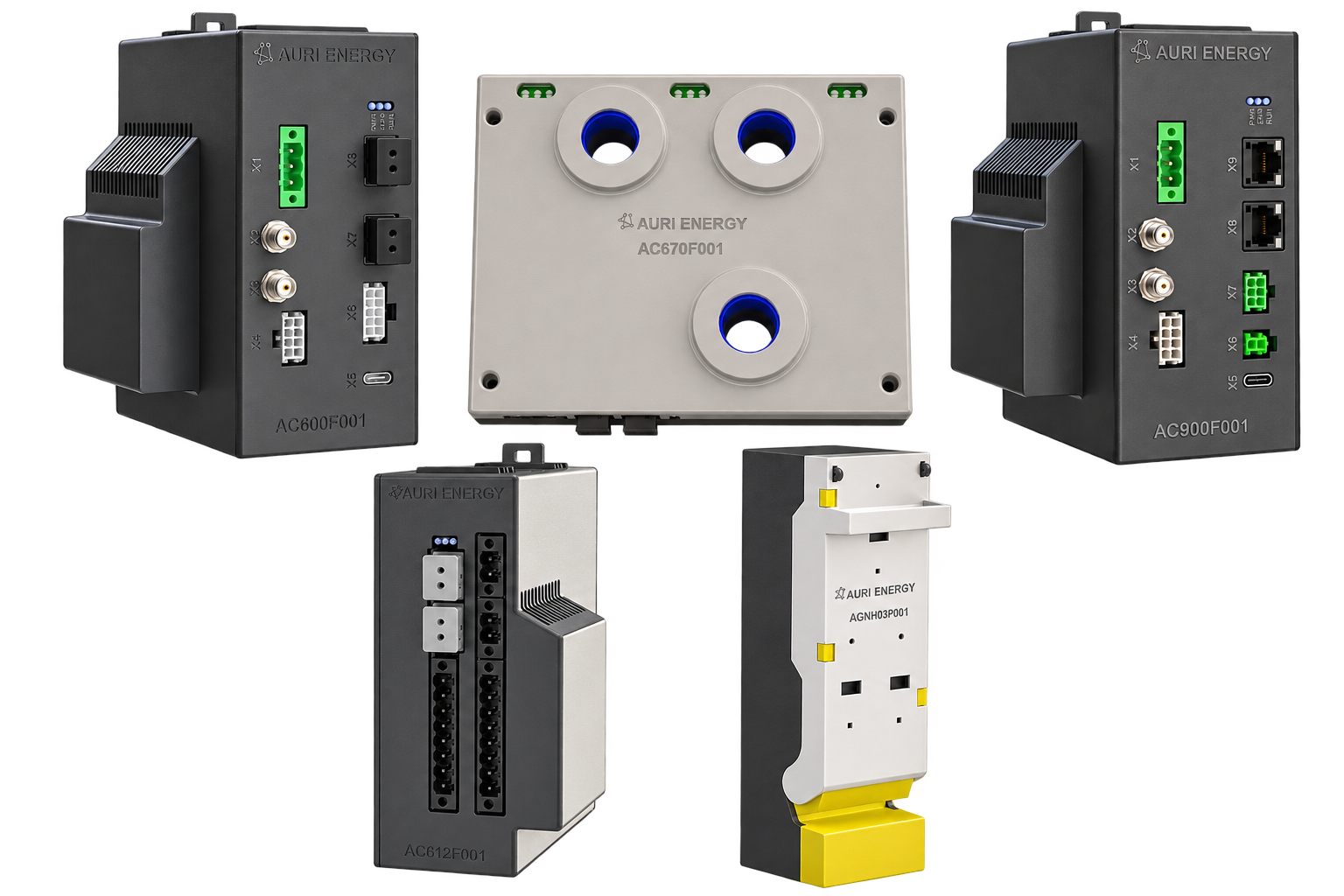Auri Energy hardware family: local intelligence, feeder monitoring, station integration, breaker supervision and fused switching